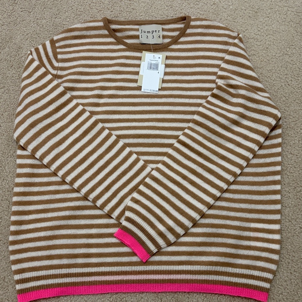 Jumper 1234 Pink Striped Women's Cashmere Sweater - Picture 2 of 12